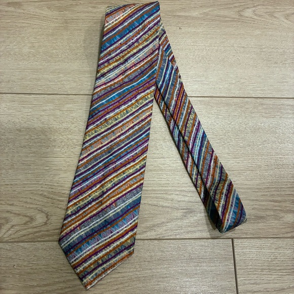 Missoni Cravatte Vintage Silk Pattern Geometric Made in Italy 80s Tie - Picture 1 of 4